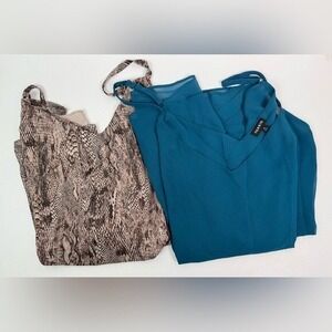 Torrid Tanks/Camis Flowy Adjustable Strap Set of 2 Snake Print & Turquoise Sz 4X
